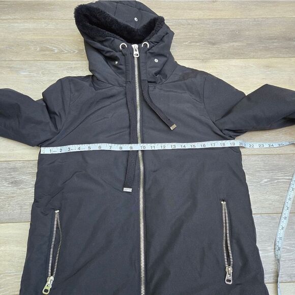 Zara hooded black winter long warm jacket size women's small - Picture 7 of 11